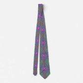 Cravate Trippy Abstrait violet, orange et papillon vert (Dos)