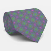 Cravate Trippy Abstrait violet, orange et papillon vert (Roulé)