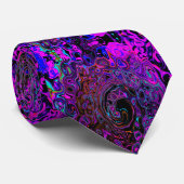 Cravate Trippy Black et Magenta Retro Liquid Swirl (Roulé)