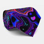Cravate Trippy Black et Magenta Retro Liquid Swirl (Roulé)