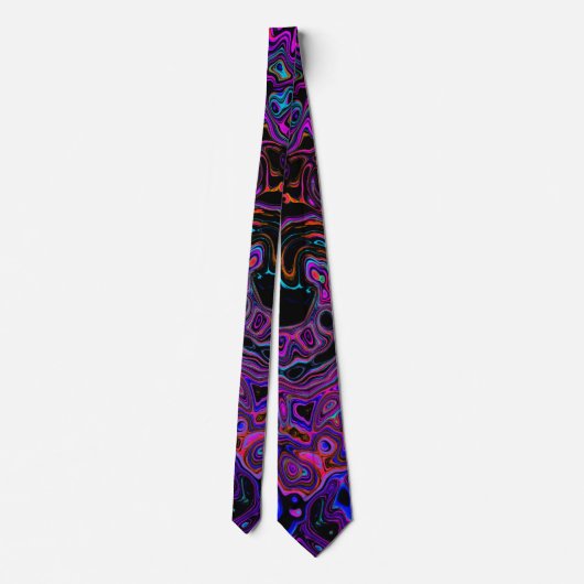 Cravate Trippy Black et Magenta Retro Liquid Swirl (Dos)