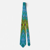Cravate Trippy Chartreuse et Bleu papillon Abstrait (Devant)