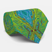 Cravate Trippy Chartreuse et Bleu papillon Abstrait (Roulé)