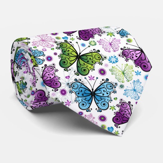 Cravate Trippy Hippy Butterfly Retro (Roulé)