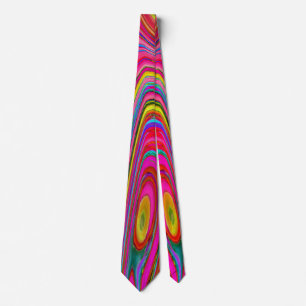 Cravate Trippy Jaune, Rouge et Bleu Art Super Abstrait