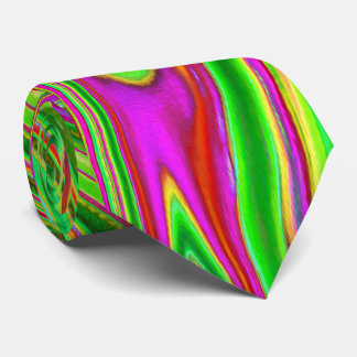 Cravate Trippy Lime Green et Magenta Super Art Abstrait