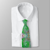 Cravate Trippy Lime Vert et rose Abstrait Retro Swirl (Attaché)