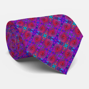 Cravate Trippy Red et violet Abstrait Retro Liquid Swirl