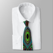 Cravate Trippy Retro Black et Lime Green Motif Abstrait (Attaché)