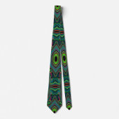 Cravate Trippy Retro Black et Lime Green Motif Abstrait (Devant)
