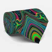 Cravate Trippy Retro Black et Lime Green Motif Abstrait (Roulé)