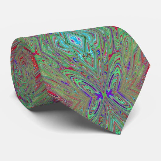 Cravate Trippy Retro Purple et Vert Papillon Abstrait (Roulé)