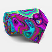 Cravate Trippy Sky Blue Abstrait Retro Liquid Swirl (Roulé)
