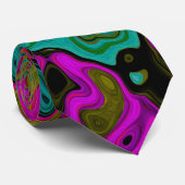 Cravate Trippy Turquoise Abstrait Retro Liquid Swirl (Roulé)
