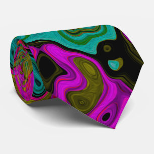 Cravate Trippy Turquoise Abstrait Retro Liquid Swirl