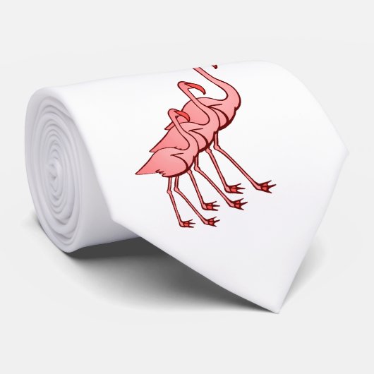 Cravate Trois Flamants roses (Roulé)