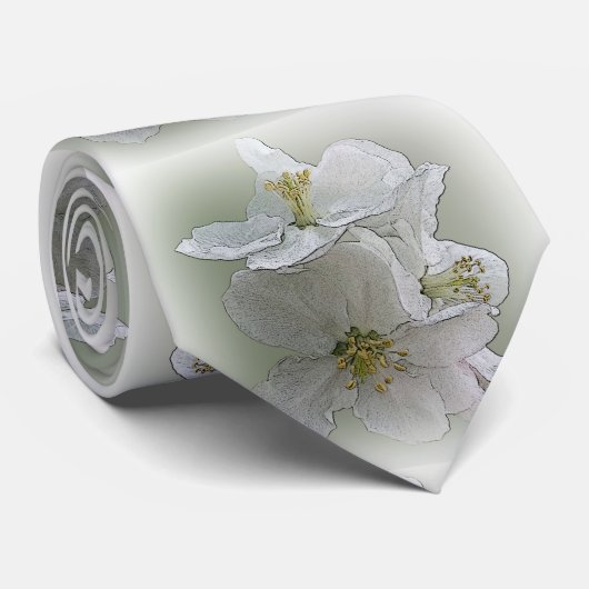 Cravate trois fleurs blanches (Roulé)
