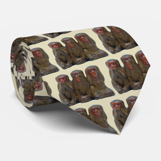 Cravate Trois singes sages (Roulé)