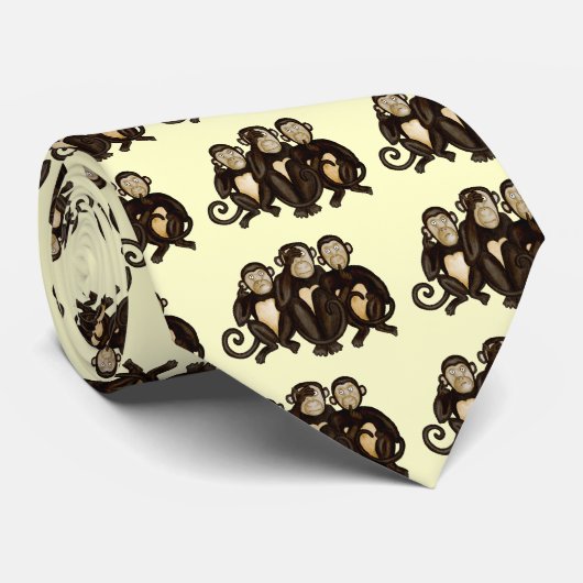 Cravate Trois singes sages (Roulé)