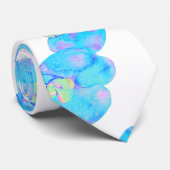 Cravate Tropical Blue Turquoise aquarelle orchidée peintur (Roulé)