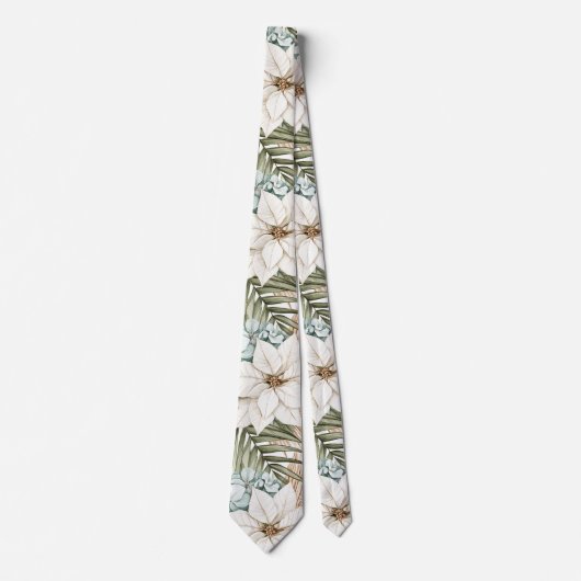 Cravate Tropical Blue White Flowers Wedding (Devant)