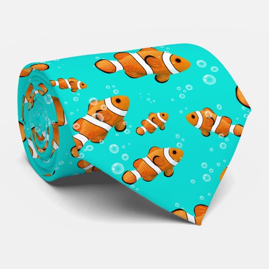 Cravate Tropical Clownfish & Bubbles Motif (Roulé)