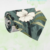 Cravate Tropical Flower Chinoiserie Asian Dusty Teal Print