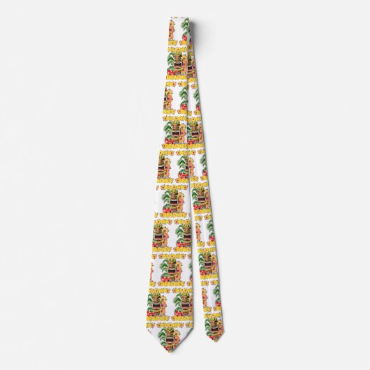 Cravate Tropical Funny Plages Aloha Hawaiian Tiki (Devant)