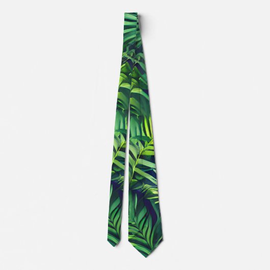 Cravate Tropical Green Leaf Fern Motif (Dos)