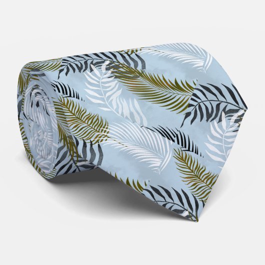 CRAVATE TROPICAL HAWAIIAN LIGHT BLUE MENUS (Roulé)