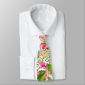 Cravate Tropical hibiscus palm monstera pattern (Attaché)