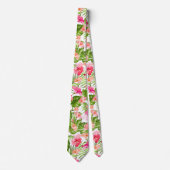 Cravate Tropical hibiscus palm monstera pattern (Devant)