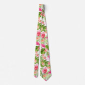 Cravate Tropical hibiscus palm monstera pattern (Dos)