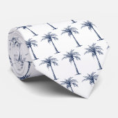 Cravate Tropical Navy Blue Palm Tree Pattern (Roulé)
