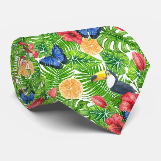 Cravate Tropical pattern neck tie (Roulé)