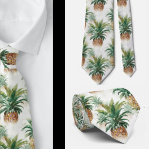 Cravate Tropicale Ananas Verdure Aloha Hawaï Hawaïen