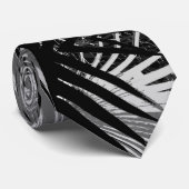 Cravate tropicale de palmier de feuille blanc noir (Roulé)
