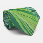 Cravate Tropiques de feuillage vert rayé Feuilles tropicau (Roulé)