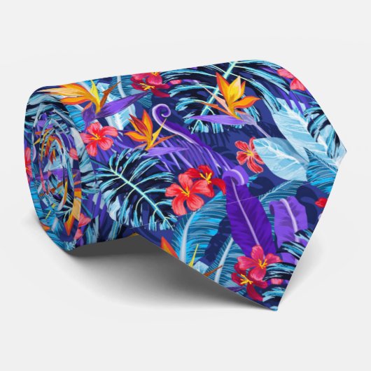 Cravate Tropiques pourpres (Roulé)