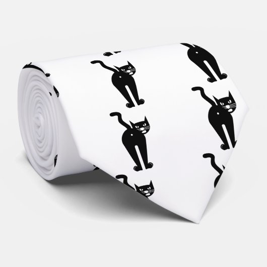 Cravate Trou de bout de chat noir (Roulé)