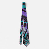 Cravate Trucs de peinture Turquoise et violet noir (Dos)