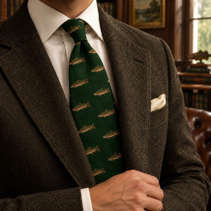 Cravate Truite Brune Evergreen Herringbone Ancienne Fortun