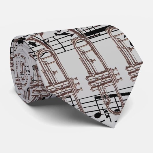 Cravate Trumpet & Music Notes (Roulé)