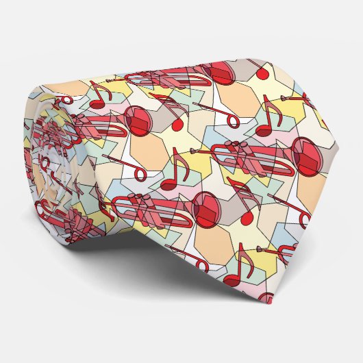 Cravate Trumpet Music Notes Fragments (Roulé)