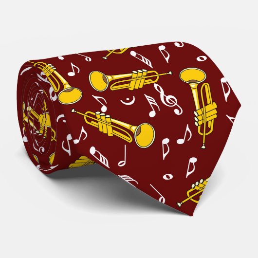Cravate Trumpet Music Notes Pattern (Roulé)