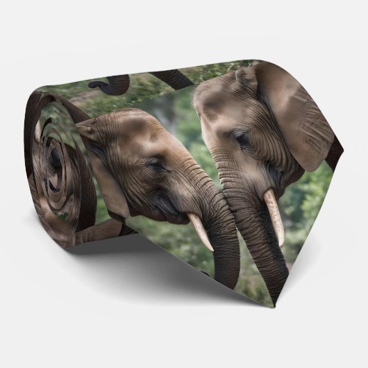 Cravate "Trunk to Trunk : A Gentle Elephant Embrasser" (Roulé)