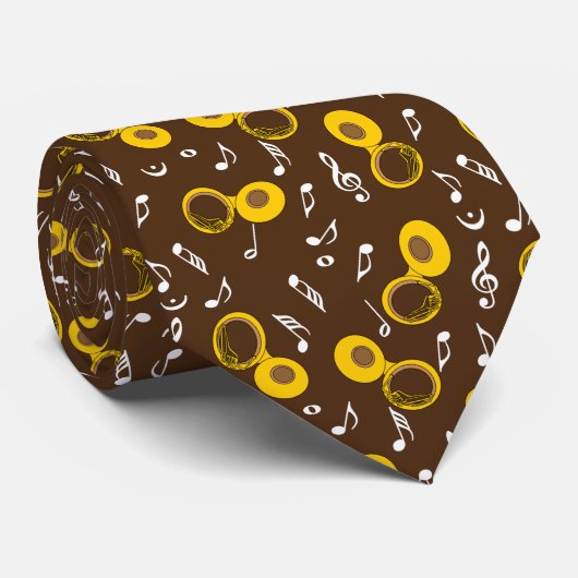 Cravate Tuba Music Notes Motif (Roulé)