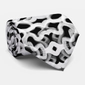 Cravate Tubulage Blanc Sur Noir (Roulé)