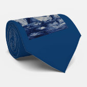 Cravate Tuile bleue antique de Delft - moulins à vent par (Roulé)