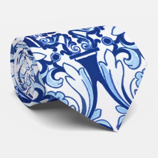 Cravate Tuile bleue portugaise (Roulé)